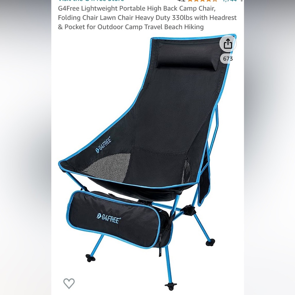 New G4Free lightweight foldable camp backpacking high back chair